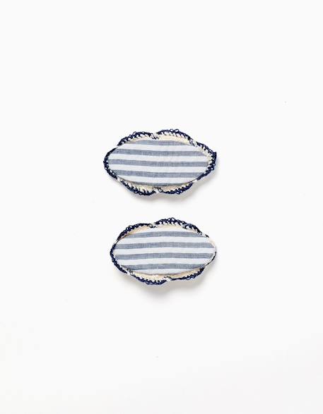 Bébé-Accessoires-Accessoires cheveux-Lot de 2 barrettes ovales à rayures