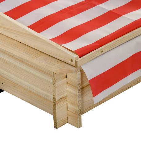 Bac à sable bois carré dim. 1,18l x 1,18l x 1,18h m - hauteur, inclinaison toit réglables, refermable - 2 bacs - bois sapin autoclave Rouge 6 - vertbaudet enfant 