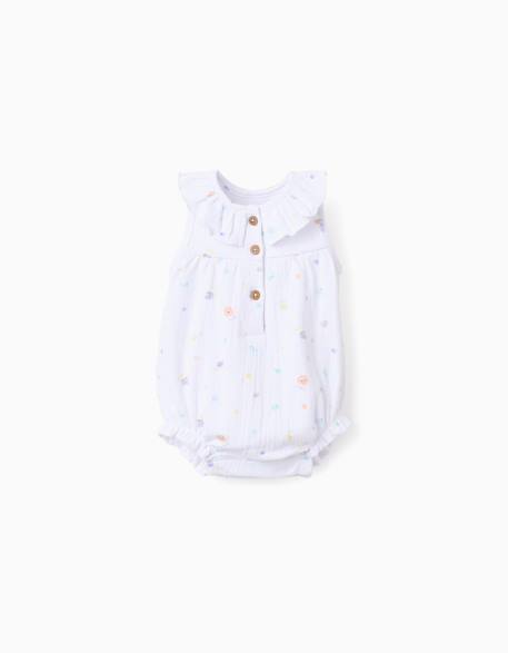Bébé-Salopette, combinaison-Barboteuse en coton avec motif et volants