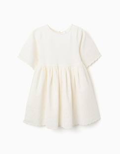 Robe à manches courtes en coton avec broderie anglaise  - vertbaudet enfant