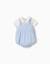 Ensemble body à manches courtes + barboteuse en coton Bleu clair 1 - vertbaudet enfant 