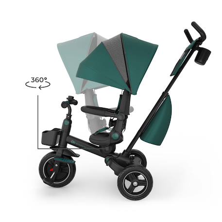Tricycle Évolutif Kinderkraft SPINSTEP 2 PLUS avec Siège Pivotant 360°, Dossier Réglable, Capote UPF50+ et Roue Libre Beige+Vert 9 - vertbaudet enfant 
