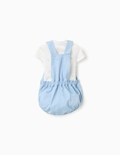 Body avec motif + combinaison en jean Bleu clair 2 - vertbaudet enfant 