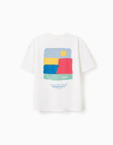 T-shirt en coton avec imprimés creativity Blanc 3 - vertbaudet enfant 