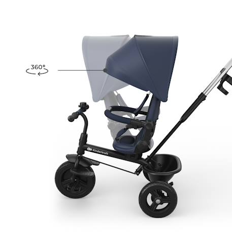 Tricycle Kinderkraft ASTON 2 PLUS Évolutif 6-en-1 avec Siège 360° CLICK & TWIST, Position Semi-Allongée et Poignée Réglable Bleu+Gris+Rose+Vert 2 - vertbaudet enfant 