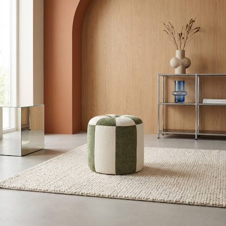 Pouf enfant tissu chenille thème cirque - wila Jaune+Terracotta+Vert 7 - vertbaudet enfant 
