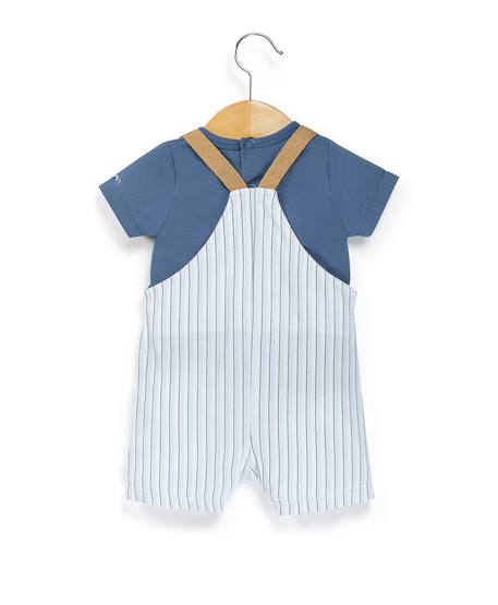Ensemble salopette + haut 100% coton bébé garçon Raye blanc / bleu 3 - vertbaudet enfant 