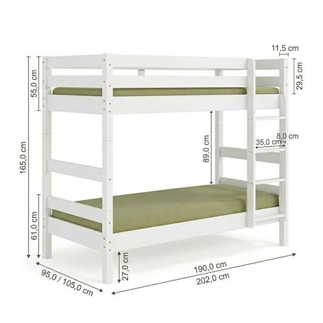 Lit superposé séparable bois massif aaron Blanc+Bois naturel 6 - vertbaudet enfant 