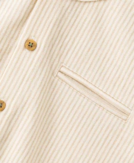 Chemise manches courtes 100% coton garçon Fond grege raye beige 3 - vertbaudet enfant 