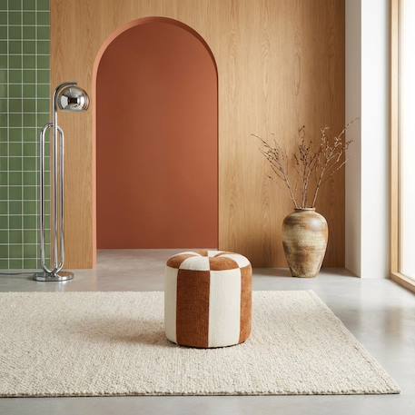 Pouf enfant tissu chenille thème cirque - wila Jaune+Terracotta+Vert 4 - vertbaudet enfant 