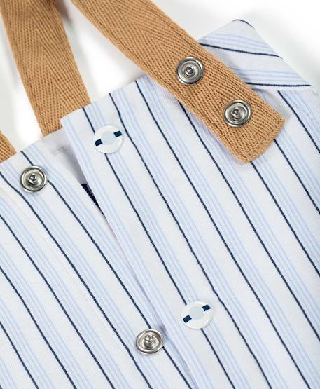 Ensemble salopette + haut 100% coton bébé garçon Raye blanc / bleu 4 - vertbaudet enfant 