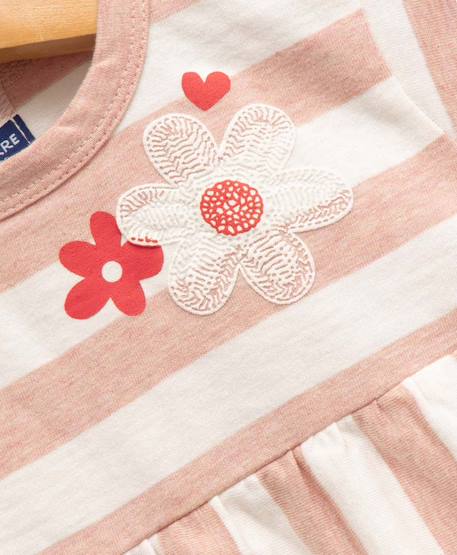Ensemble robe + bandeau 100% coton bébé fille Fond blanc casse raye rose 4 - vertbaudet enfant 