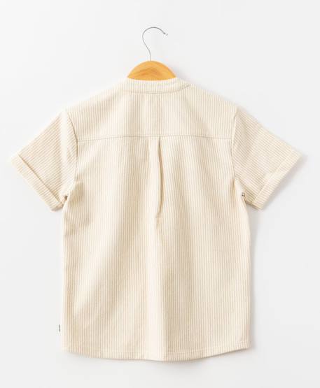 Chemise manches courtes 100% coton garçon Fond grege raye beige 4 - vertbaudet enfant 