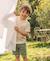 Chemise manches courtes 100% coton garçon Fond grege raye beige 1 - vertbaudet enfant 