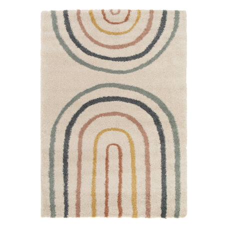 Tapis enfant arc-en-ciel, tapis intérieur crème et multicolore, poils longs shaggy Multicolore 2 - vertbaudet enfant 