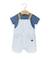 Ensemble salopette + haut 100% coton bébé garçon Raye blanc / bleu 2 - vertbaudet enfant 