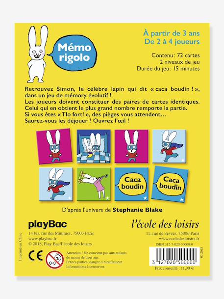 Jeu de mémoire Mémo rigolo multicolore 3 - vertbaudet enfant 