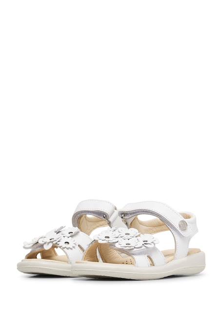Sandales en cuir avec fleurs appliquées brahma Blanc- 5 - vertbaudet enfant 