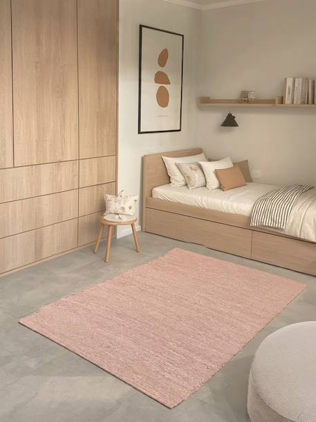 Tapis en coton recyclé tissé à la main amalia Brun naturel+Rose poudrée+Vert naturel 8 - vertbaudet enfant 