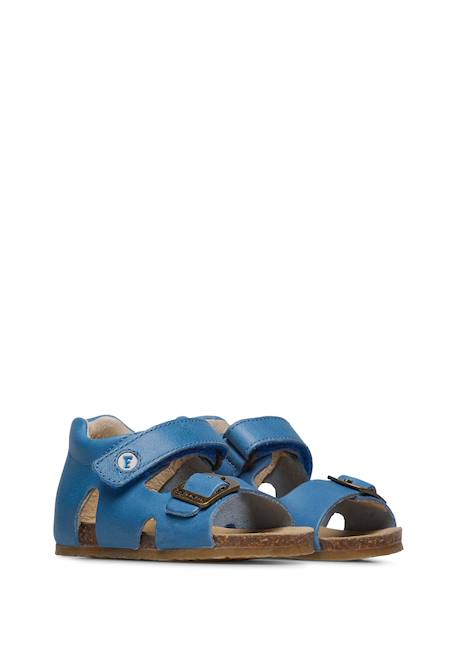 Sandales en cuir avec boucle et scratch bea Bleu-+Gris-+Jaune-+Marine-+Marron-+Orange- 2 - vertbaudet enfant 