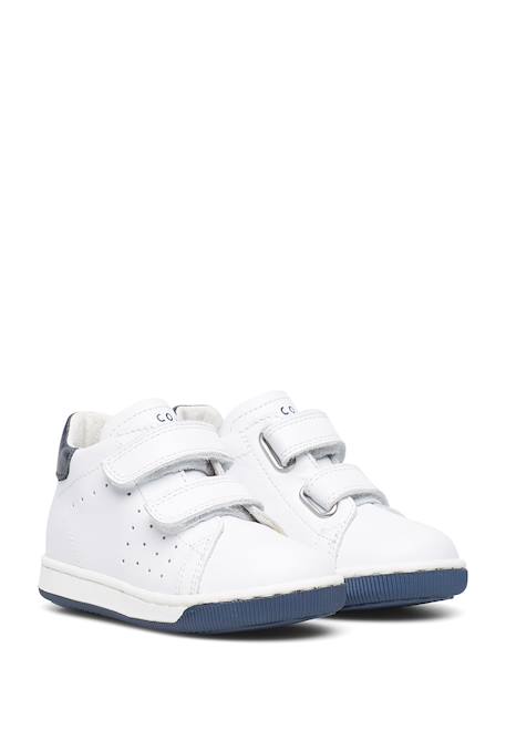 Baskets en nappa à scratch adam vl Blanc-+Gris tourterelle-+Marine- 2 - vertbaudet enfant 