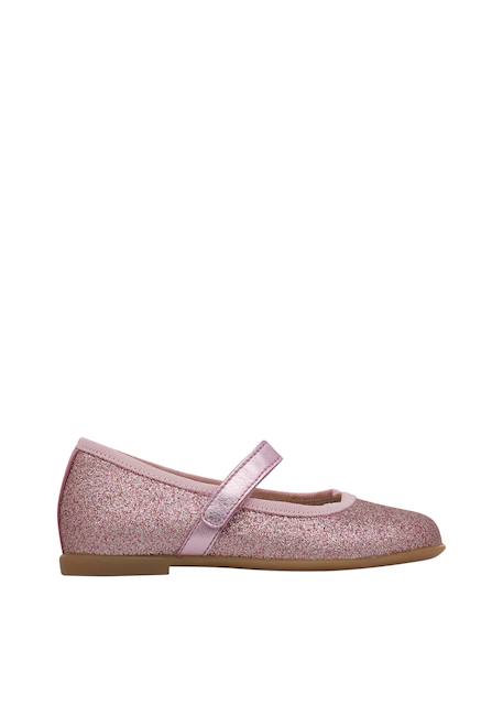 Ballerines en cuir avec paillettes elana Rose- 1 - vertbaudet enfant 