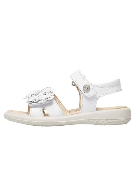 Sandales en cuir avec fleurs appliquées brahma Blanc- 3 - vertbaudet enfant 