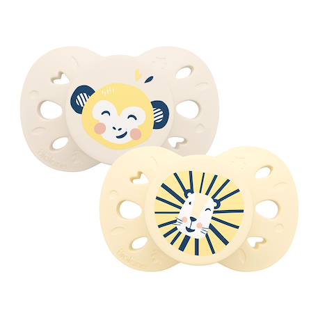 Sucette anatomique animaux - 6-18 mois - lot de 2 Bleu + beige+Jaune + beige+Vert + beige 7 - vertbaudet enfant 