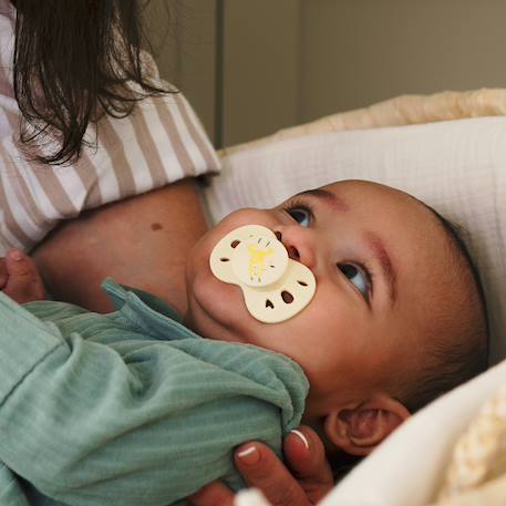 Sucette anatomique animaux - 0-6 mois - lot de 2 Bleu + beige+Jaune + beige+Vert + beige 10 - vertbaudet enfant 