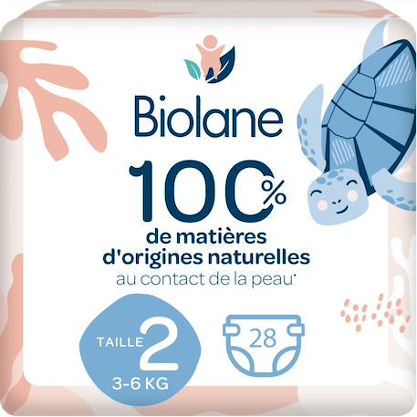 Couches écologiques taille 2 de 3 à 6kg - 28 couches Blanc 1 - vertbaudet enfant 