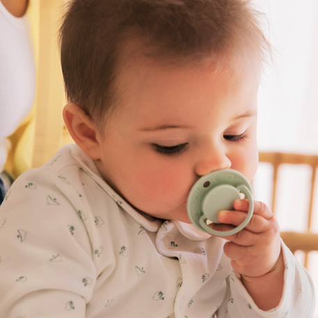 Sucette ronde - 0-6 mois - lot de 2 Bleu + beige+Jaune + beige+Vert + beige 16 - vertbaudet enfant 
