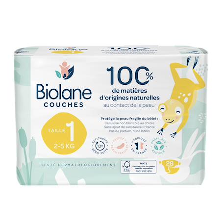 Couches écologiques taille 1 de 2 à 5kg - 28 couches Blanc 2 - vertbaudet enfant 