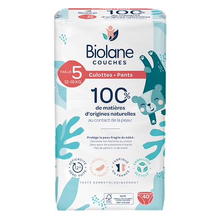 Couches culottes écologiques taille 5 de 12 à 18kg - 40 couches Blanc 2 - vertbaudet enfant 