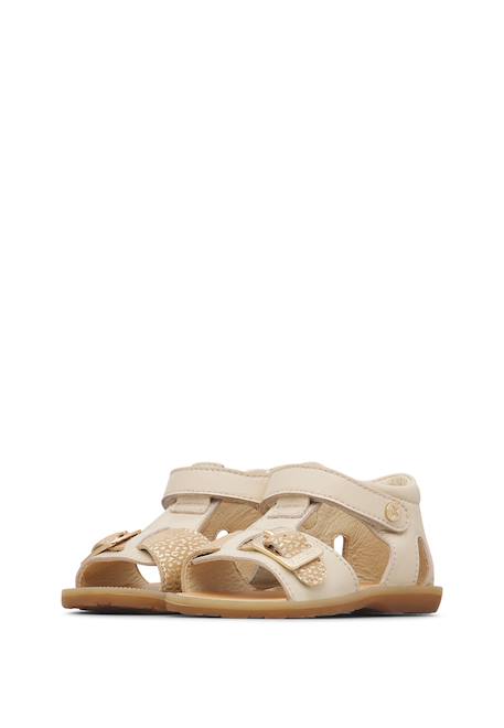 Sandales en cuir et en daim quarzo Blanc crème-+Rose poudré- 5 - vertbaudet enfant 