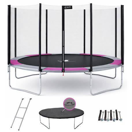 Trampoline rond ø 360cm avec filet, échelle, bâche et kit ancrage - ralli 360 Rose 1 - vertbaudet enfant 