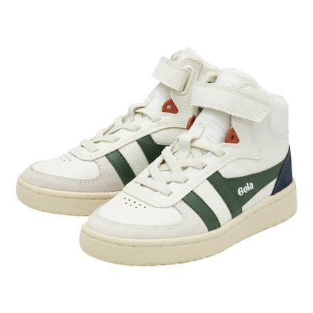 Baskets montantes  à scratch Blanc+Blanc cassé+Blanc Rouge+Blanc vert marine 9 - vertbaudet enfant 