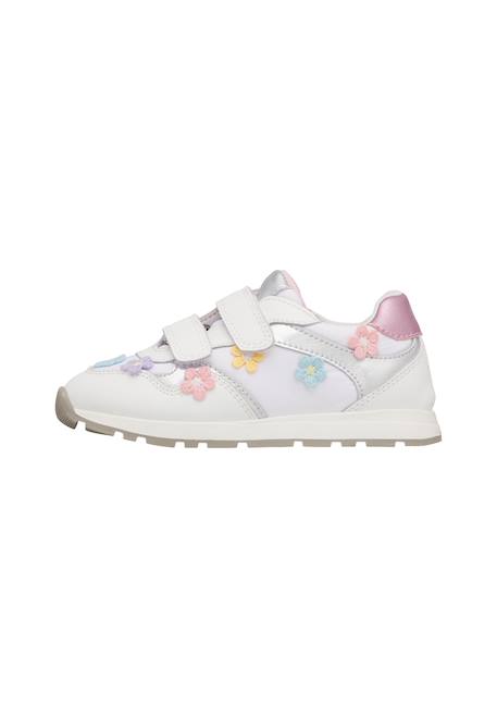 Sneakers en cuir et tissu avec fleurs Lucy vl. Blanc- 3 - vertbaudet enfant 