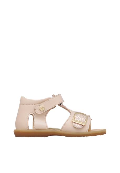 Sandales en cuir et en daim quarzo Blanc crème-+Rose poudré- 6 - vertbaudet enfant 