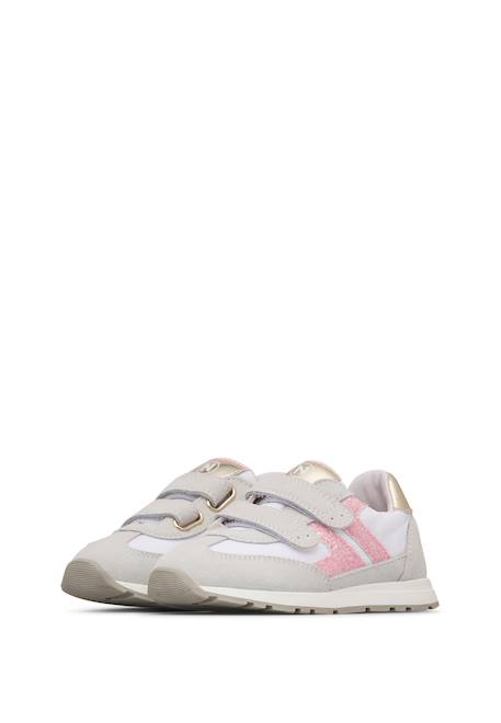 Sneakers en cuir et tissu miblo vl. Blanc-rose-platine 5 - vertbaudet enfant 