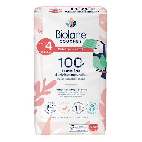 Couches culottes écologiques taille 4 de 8 à 15kg - 42 couches Blanc 2 - vertbaudet enfant 