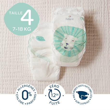 Couches écologiques taille 4 de 7 à 18kg - 44 couches Blanc 3 - vertbaudet enfant 