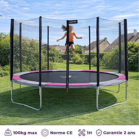 Trampoline rond ø 430cm avec filet de sécurité - ralli 430 Rose 2 - vertbaudet enfant 