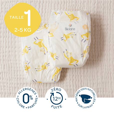 Couches écologiques taille 1 de 2 à 5kg - 28 couches Blanc 3 - vertbaudet enfant 