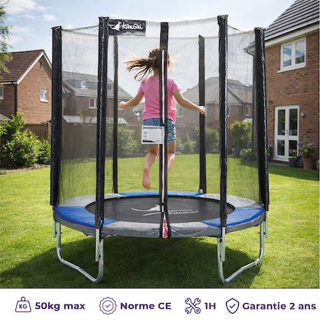 Trampoline rond ø 180cm avec filet de sécurité - ralli 180 Bleu 2 - vertbaudet enfant 