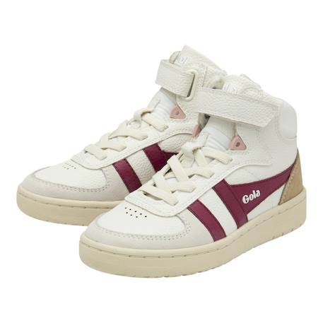 Baskets montantes  à scratch Blanc+Blanc cassé+Blanc Rouge+Blanc vert marine 3 - vertbaudet enfant 