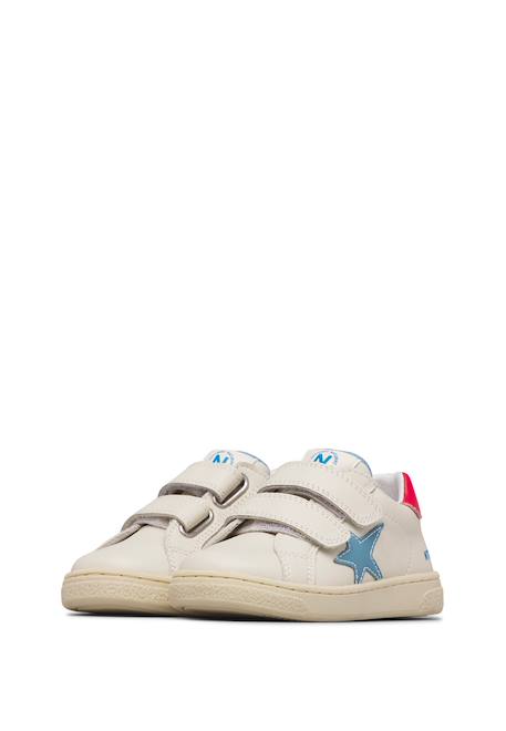 Baskets en cuir pinn vl. Blanc-bleu clair-rouge 5 - vertbaudet enfant 