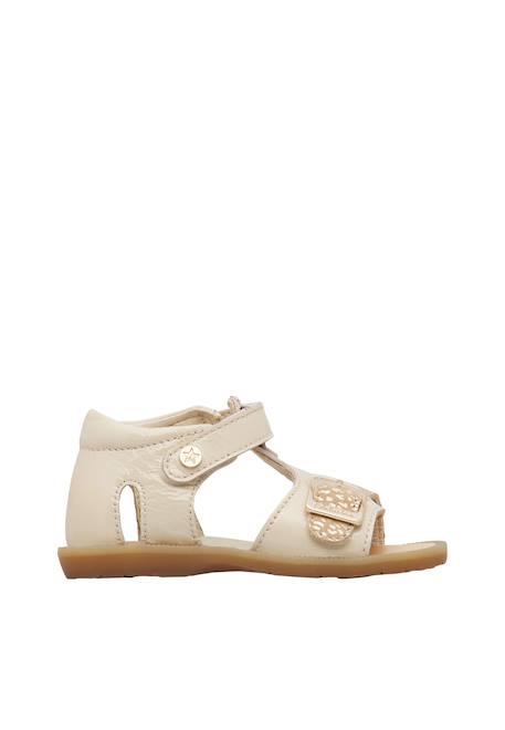 Sandales en cuir et en daim quarzo Blanc crème-+Rose poudré- 1 - vertbaudet enfant 