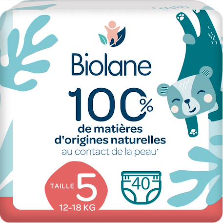Couches culottes écologiques taille 5 de 12 à 18kg - 40 couches Blanc 1 - vertbaudet enfant 