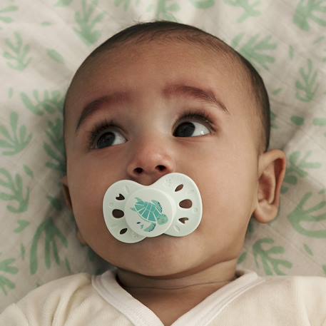 Sucette anatomique animaux - 0-6 mois - lot de 2 Bleu + beige+Jaune + beige+Vert + beige 16 - vertbaudet enfant 