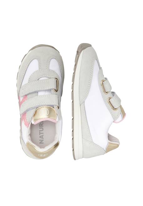 Sneakers en cuir et tissu miblo vl. Blanc-rose-platine 4 - vertbaudet enfant 